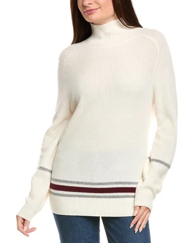 Kier + J Ribbed Mock Neck Wool & Cashmere-blend Sweater In White