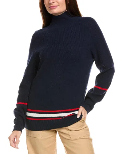 Kier + J Mock Neck Wool & Cashmere-blend Sweater In Blue