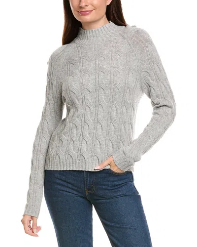 Kier + J Mock Neck Cable Wool & Cashmere-blend Sweater In Gray
