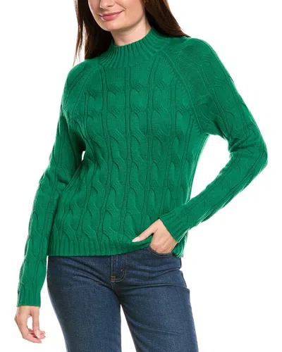 Kier + J Mock Neck Cable Wool & Cashmere-blend Sweater In Green