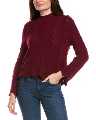 Kier + J Fancy Stitch Mock Neck Wool & Cashmere-blend Sweater In Burgundy