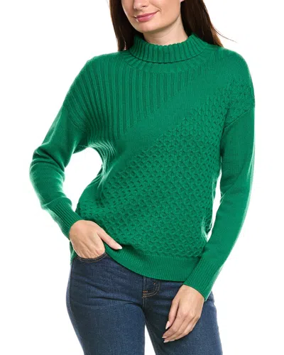 Kier + J Turtleneck Wool & Cashmere-blend Sweater In Green
