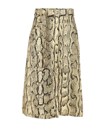 Dries Van Noten Midi Skirt With Belted Waist And Slit In Green