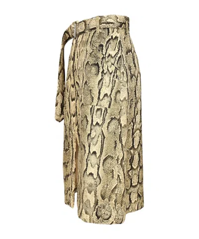 Dries Van Noten Midi Skirt With Belted Waist And Slit In Green