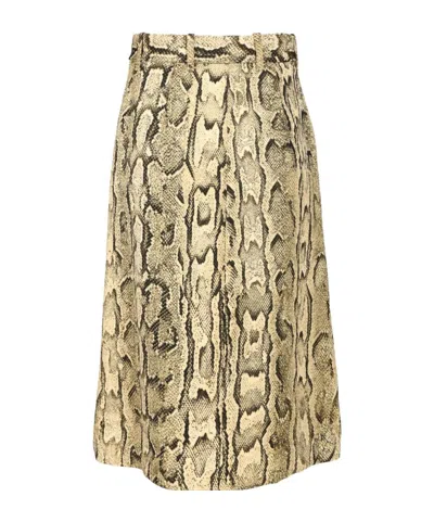 Dries Van Noten Midi Skirt With Belted Waist And Slit In Green
