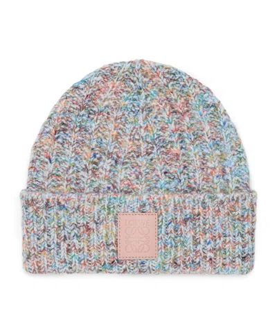 Loewe Logo Wool And Cashmere-blend Beanie In Multi