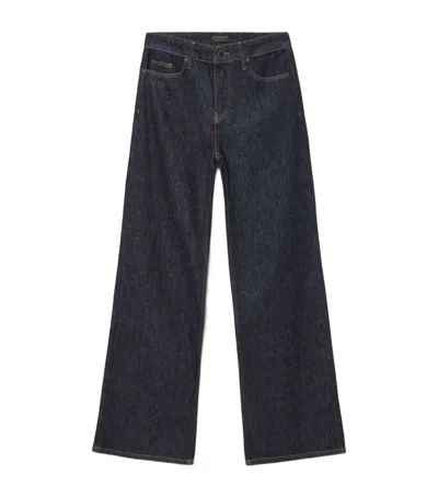 Allsaints Womens Raw Indigo Blu Ember Flared-leg Denim Jeans In Blue