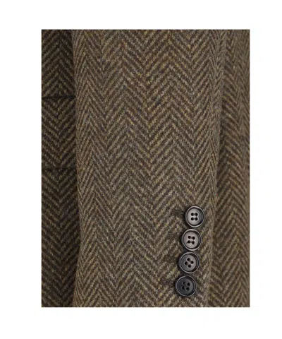 Sunflower Herringbone Double-breasted Coat In Brown