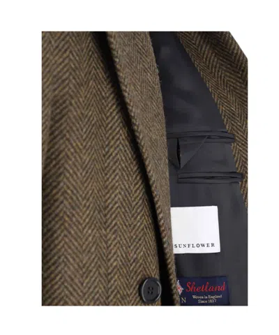 Sunflower Herringbone Double-breasted Coat In Brown