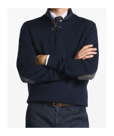 Fay Wool Turtleneck Sweater Featuring Button Detail In Blue