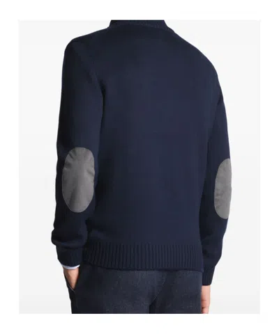 Fay Wool Turtleneck Sweater Featuring Button Detail In Blue