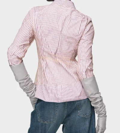 Maison Margiela Womens Red Stripe Stripe-print Layered-tulle Cotton Shirt In Multi