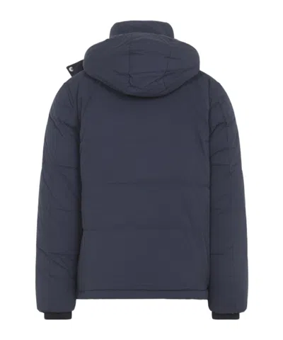Paul Smith Padded Brown Polyamide Jacket With Detachable Hood And Ribbed Cuffs In Blue