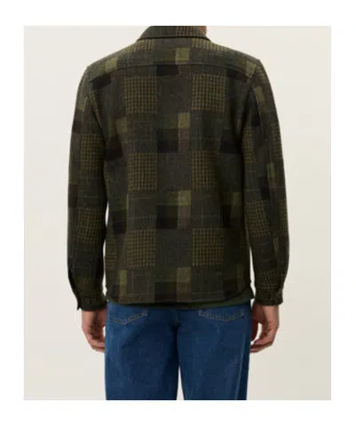 Les Deux Kody Patchwork Wool Overshirt Duffel Bag In Green