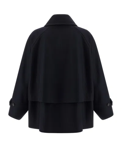 Alberto Biani Wool Coat With Wide Sleeves And Front Pockets In Black