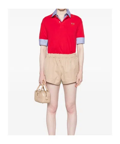 Comme Des Garçons Cdg Play Embroidered Red Heart Polo Shirt In Red