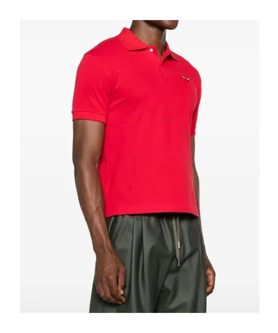 Comme Des Garçons Cdg Play Embroidered Red Heart Polo Shirt In Red