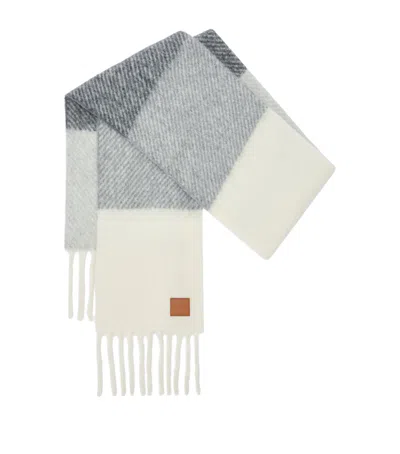 Loewe Alpaca-wool-blend Jacquard Stripe Scarf In White