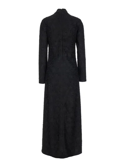 Rohe Black Turtleneck Dress With Fringes All-over In Black