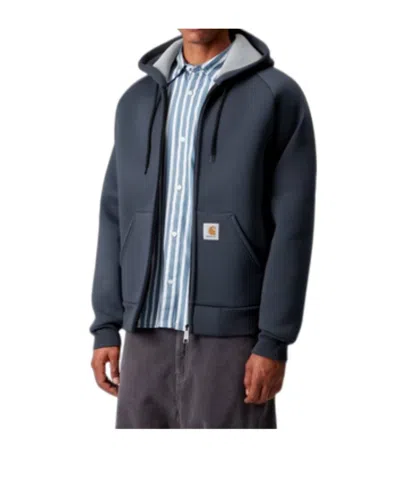Carhartt Hooded Jacket In Heavy Cotton-polyester Blend With Square Label In Black