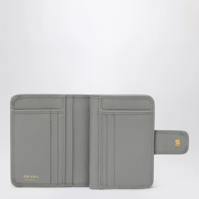 Prada Small Light Grey Saffiano Wallet In Gray
