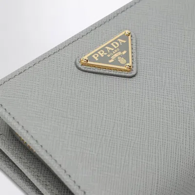 Prada Small Light Grey Saffiano Wallet In Gray