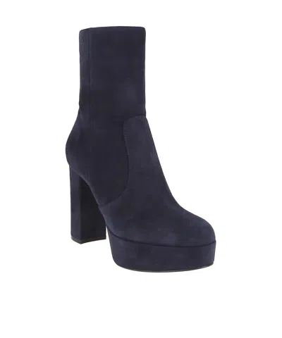 Gianvito Rossi Stylish Block Heel Ankle Boot Design In Blue