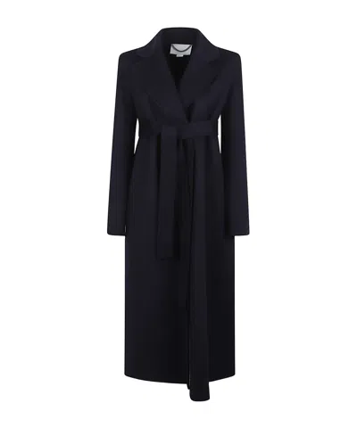 Stella Mccartney Wrap Coat With Belted Waist And Long Sleeves In Black