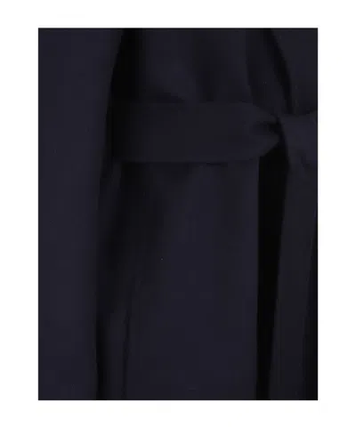 Stella Mccartney Wrap Coat With Belted Waist And Long Sleeves In Black