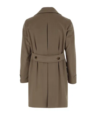Tagliatore Double-breasted Wool Coat In Brown