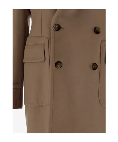 Tagliatore Double-breasted Wool Coat In Brown