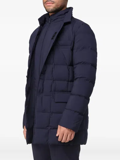 Fay Double-front Quilted Puffer Jacket In Blue
