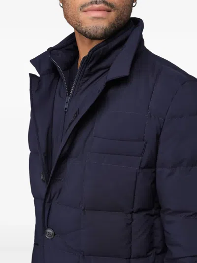 Fay Double-front Quilted Puffer Jacket In Blue