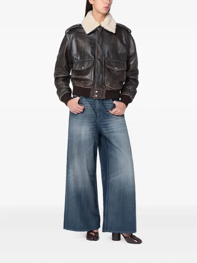 皮质飞行员夹克