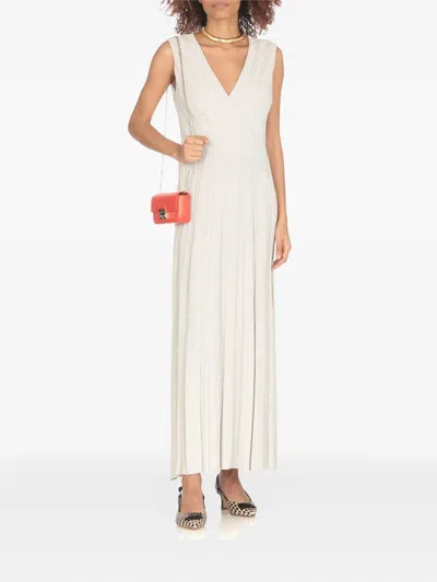 D Exterior D.exterior Beige Pleated Maxi Dress In Multi