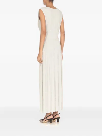 D Exterior D.exterior Beige Pleated Maxi Dress In Multi