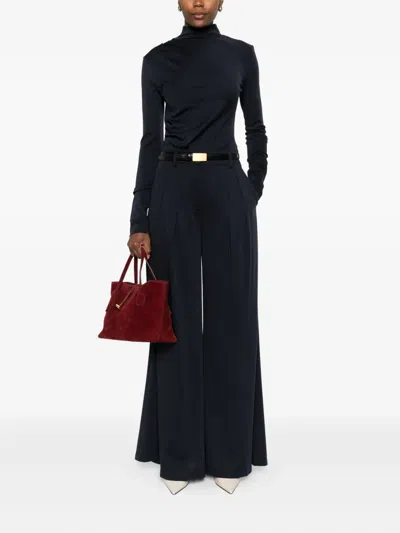 Max Mara Wool Jersey Trousers In Blue