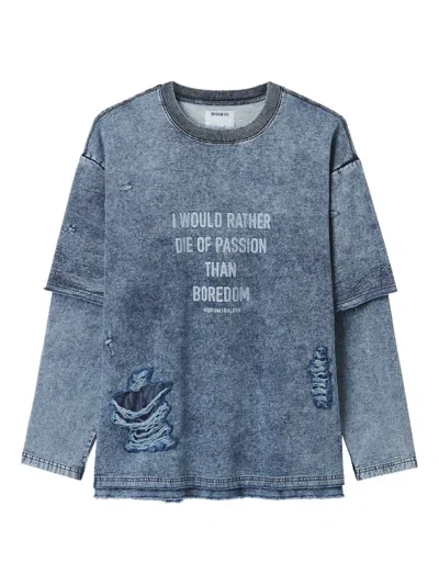 Musium Div. Distressed Layered Sweater In Blue