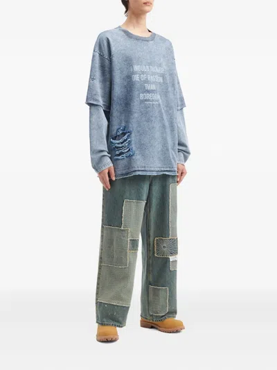 Musium Div. Distressed Layered Sweater In Blue
