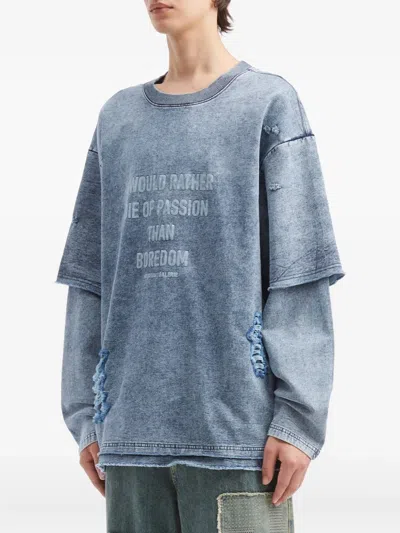 Musium Div. Distressed Layered Sweater In Blue