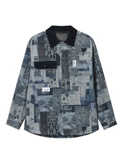 Musium Div. Corduroy Patchwork Shirt In Blue