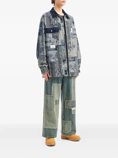 Musium Div. Corduroy Patchwork Shirt In Blue