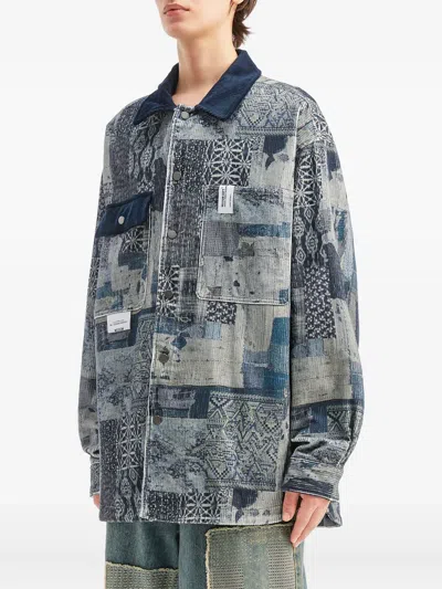 Musium Div. Corduroy Patchwork Shirt In Blue