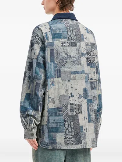 Musium Div. Corduroy Patchwork Shirt In Blue