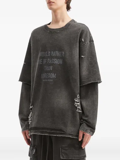 Musium Div. Distressed Layered Sweatshirt In Black