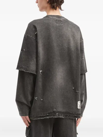 Musium Div. Distressed Layered Sweatshirt In Black