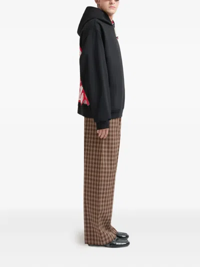 Marni Hooded Cotton Sweatshirt Graphic Print In Black
