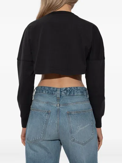Palm Angels Curved Logo Printed Cropped Top In Black