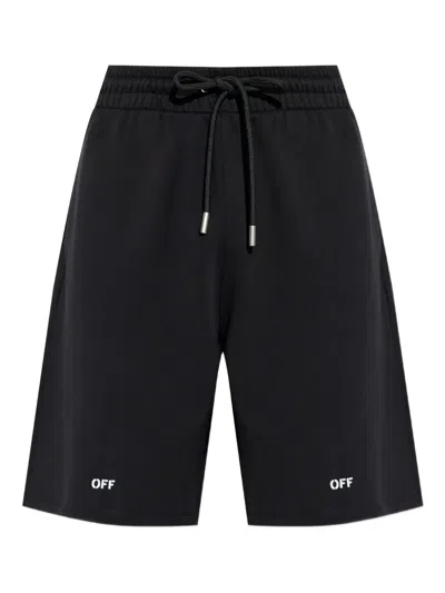 Off-white Casual Cotton Bermuda Shorts With Graphic Print In Black