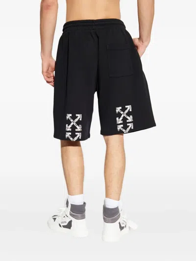 Off-white Casual Cotton Bermuda Shorts With Graphic Print In Black